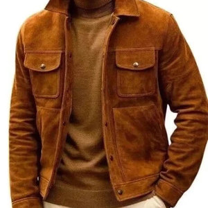 Winter Ready <b>Suede</b> Leather <b>Jacket</b> Stylish Outerwear Wear <b>Suede</b> Leather <b>Jacket</b> Durable Material With Warm Feel - Product Image 2