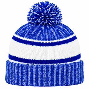 Phi Beta Sigma Royal Blue <b>White</b> GOMAB Knit <b>Pom</b> Beanie Hat Embroidered Greek Letters Warm Winter Cuffed Cap Fraternity Headwear - Product Image 4
