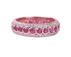 Hermoso anillo de plata esterlina de moissanita redonda blanca y rubí rojo Hermoso anillo de compromiso personalizado - Product Image 1