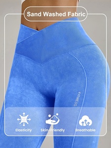 Leggings de yoga pour femmes les plus vendus, de haute qualité, froncés, unis, sans coutures, longueur cheville, taille élastique, vêtements de sport compressifs - Product Image 5