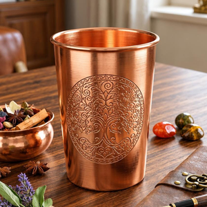 Verre à boire en cuivre de qualité supérieure, gobelet décoratif gravé en métal, 2 modèles, vente en gros - Product Image 1