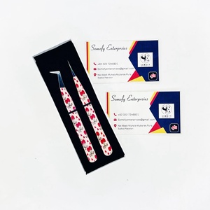 <b>Cherry</b> Custom Design Durable Straight Volume Stainless Steel Diamond Grip Smooth Tip 10mm Eyelash Extension Tweezers Eyelash - Product Image 2