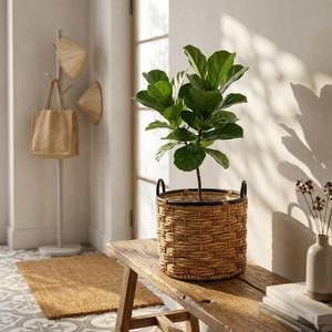 Ensemble de paniers à fleurs en jacinthe d'eau naturelle et écologique, grand format, avec doublure en plastique et poignées, pour une utilisation intérieure et extérieure - Product Image 6