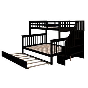 Letto a castello matrimoniale con letto estraibile singolo e sponda contenitore per adulti, per camera da letto o dormitorio - SKU precedente LT00011 - Product Image 4