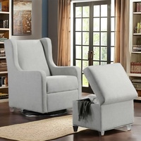 Fauteuil à bascule Chesterfield pivotant et inclinable avec ottoman de rangement - Design moderne en tissu pour appartement, chambre, centre commercial, hôpital