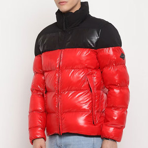 Chaqueta Acolchada para Hombre, Color Rojo y Negro, con Cuello Alto, Cierre de Cremallera, Resistente al Viento, Relleno de Poliéster, Chaqueta Casual de Invierno - Product Image 2