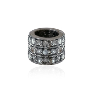 Natural Diamond Oxidized 925 Silver <b>Spacer</b> Finding Minimalist Jewelry Accessories, Jewelry Making Finding - Product Image 2