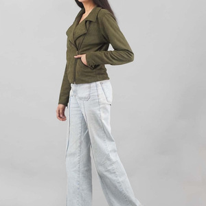 Chaqueta de cuero para mujer con logotipo personalizado, ropa de exterior, cremallera completa, chaqueta de cuero genuino, chaquetas de moda para mujer - Product Image 3
