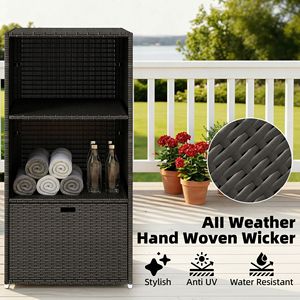 Moderno Portasciugamani Elettrico Riscaldato in Rattan Sintetico PE con 2 Ripiani e 1 Cassetto - Product Image 4
