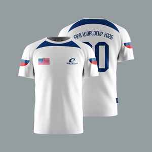 เสื้อแฟนฟุตบอลคุณภาพสูงปี 2026 สหรัฐอเมริกา ขายส่ง เสื้อคอกลม แขนสั้น แห้งเร็ว 100% โพลีเอสเตอร์ ดีไซน์ใหม่ ด้านหน้า - Product Image 6