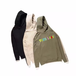 Sweat à capuche pour homme coupe ample en coton molletonné avec logo imprimé sur le devant, poche, épaules tombantes, broderie vieillie, délavage vintage et strass - Product Image 3