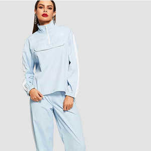 Breathable Women Casual Tracksuit 2 Piece Zip Top and Elastic Waistband Women Windbreaker Tracksuit <b>Set</b> - Product Image 1
