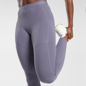Leggings de course ajustés à taille haute pour femmes, avec poche zippée à l'arrière, en tissu respirant en maille Spandex/Nylon, séchage rapide - Product Image 5
