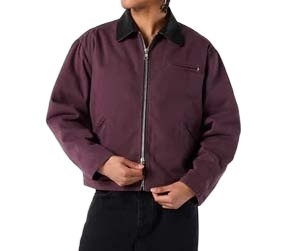 Nueva Llegada: Chaquetas de Trabajo de Manga Larga para Hombre, de Sarga, Lavadas, de Peso Pesado, con Cuello de Cuero Negro, de Algodón, con Cremallera Completa Delantera - Product Image 3