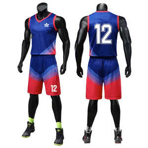 Ensemble de maillots de basket-ball personnalisés pour hommes adultes, col en V, sans manches, en polyester/coton respirant, taille élastique, coupe personnalisée - Product Image 6