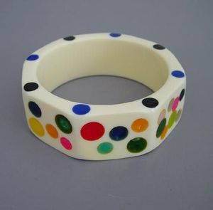 The Handicraft Home <b>Cute</b> Resin Cuff <b>Bracelet</b> with Colourful Polka Dots Vintage Unisex Party Fashion Jewelry - Product Image 3