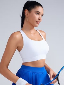 Women Criss <b>Cross</b> Back Sports Bra Scoop Neck Multi Strap Tennis Yoga Bralette Rempadded Medium Support Activewear Crop <b>Top</b> - Product Image 3