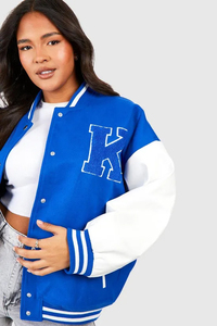 Veste bomber universitaire de qualité supérieure, en tricot de baseball, 100% laine respirante côtelée pour femmes - Product Image 3