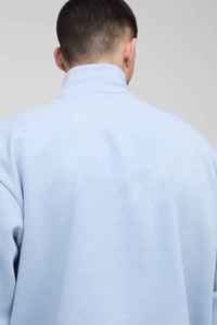 Sweat-shirt en molleton bleu clair pour homme, col montant, coupe classique, couleur unie, style Normcore, tricoté, idéal pour l'automne - Product Image 5