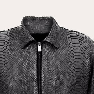 Custom Men's Python Emboss <b>Leather</b> <b>Jacket</b> Luxury Motorcycle Biker Style OEM ODM Factory Sample Service Available - Product Image 2