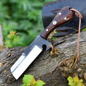 มีดคาวบอยเหล็ก 12c27 ตีขึ้นรูปด้วยมือ ด้ามไม้พะยูง ใบมีดแบบฟูลแทงค์ พร้อมปลอกหนังแบบแพนเค้ก รับผลิตตามสั่ง (OEM) - Product Image 3