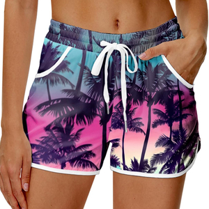 Shorts d'été décontractés légers pour femmes, coupe régulière, taille élastique respirante, imprimés sur mesure, marque privée - Product Image 1