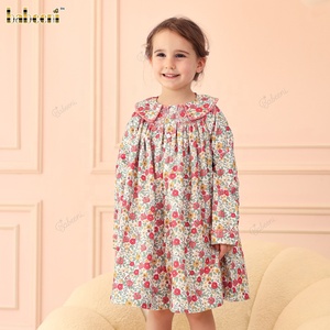 Robe florale brodée imprimée ODM 100% coton coupe trapèze mini décontractée automne écologique respirante certifiée OEKO-TEX pour fille - Product Image 2