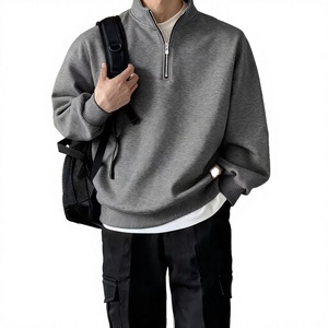 OEM Men's Half Zip Fleece Sweatshirt Plain Oversized <b>Mock</b> <b>Neck</b> Pullover Custom Streetwear Cotton Winter <b>Top</b> - Product Image 1