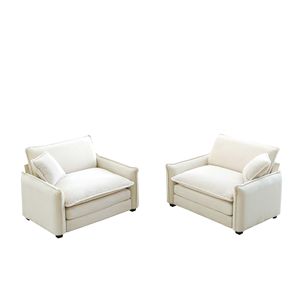 Set di Divani in Velluto a Coste Beige con Seduta Profonda per Soggiorno, Include 2 Poltrone Singole per Lusso e Raffinatezza - Product Image 5