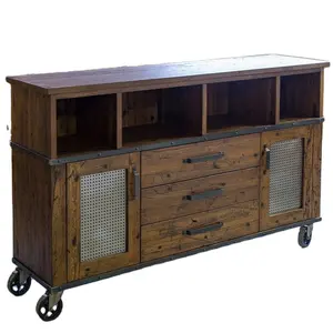 Aparador Industrial moderno de madera hecho a mano, muebles antiguos para el hogar, Panel de comedor