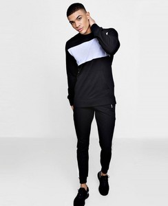 Men Color Blocking <b>Tracksuit</b> Full Sleeve Crew Neck 2-Piece Set Casual Activewear Breathable Cotton Autumn Wear - Product Image 6