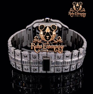 Moissanite Studded Sapphire Crystal Luxury Antique Sport Charm <b>Watch</b> Mechanical Movement Stainless Steel <b>Watch</b> - Product Image 2