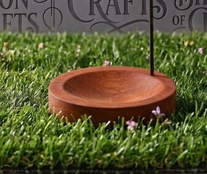 Support d'encens inversé en verre et laiton avec base en bois et cendrier intégré - Prix usine - Product Image 2