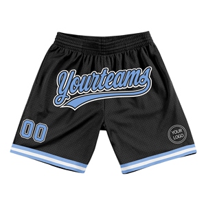 Shorts de basket-ball personnalisés écologiques, noir, bleu clair-blanc, authentiques et rétro - Product Image 1