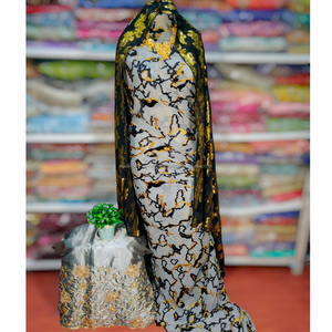 Tissu Dirac en velours somalien de haute qualité avec des motifs floraux flammés et unis Tissu de robe de mariée de couleur douce pour les filles et les femmes - Product Image 3