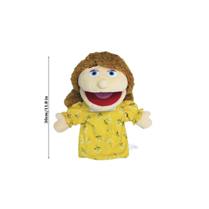 Marioneta de peluche para niños con camisa azul a rayas y pelo castaño, juguete de peluche suave para niños de 2 a 4 años - Product Image 3