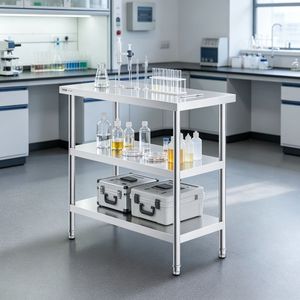 Tavolo da Lavoro in Acciaio per Cucina Commerciale con Ripiani Regolabili - Product Image 4