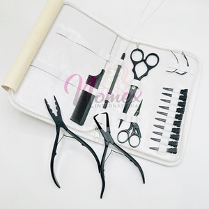 Kit de Herramientas Profesional para Extensiones de Cabello de Color Personalizado, Alicates Negros Mate de Acero Inoxidable de Grado Quirúrgico, Marca Privada, Uso Comercial - Product Image 3