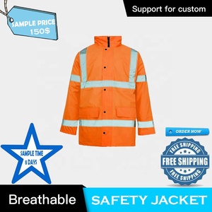 Chaqueta de Trabajo Unisex de Alta Visibilidad, Reflectante, de Algodón, Impermeable, Transpirable, con Certificación CE/EU, para Construcción, Obras Viales y Uso en Exteriores - Product Image 3