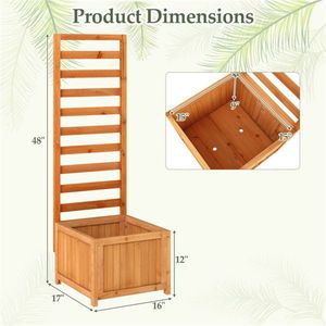 Bac à légumes surélevé en bois 2-en-1 avec treillis et système de drainage efficace pour plantes grimpantes et fleurs - Product Image 4
