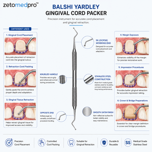 เครื่องมือวางเชือกเยื่อหุ้มฟัน Dental Balshi, Yardley Gingival Cord Packer ทำจากสแตนเลส OEM Zetomed Pro - Product Image 4