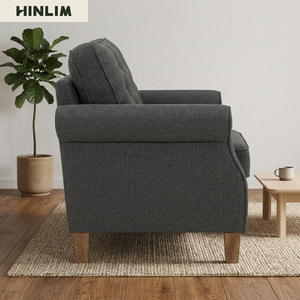 Sofá Individual de Tela Gris de Estilo Nórdico Contemporáneo, Sillón Moderno Minimalista con Base de Madera Resistente y Respaldo Acolchado, Durable para el Salón - Product Image 2