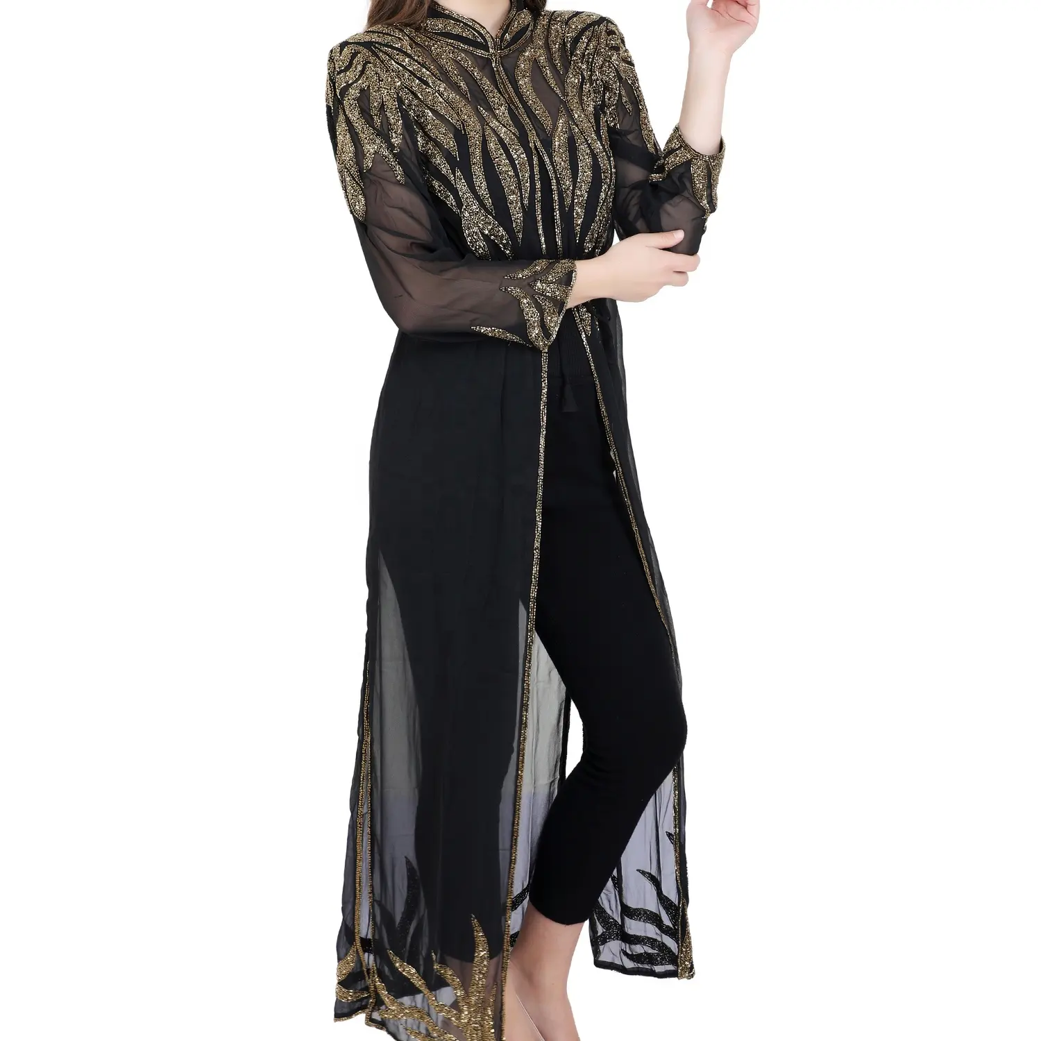 2023 ultimo design abaya per donna Dubai abbigliamento islamico abaya abito musulmano con cintura abaya moderno islamico all'ingrosso