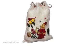 Wholesale Lowellcraft Nature Color Jute Pouch Gift Jewelry Packing Storage Hessian Hemp Drawstring Christmas Printed - Product Image 4