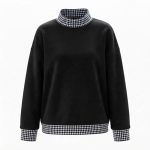 Sweat-shirt à col montant surdimensionné personnalisé avec broderie frontale, doublure polaire en coton et polyester doux, pour l'hiver, style décontracté - Product Image 1