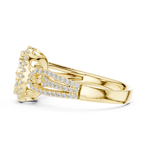Bague en or jaune avec halo ovale de diamants, bague de fiançailles et de mariage à grappe de pierres multiples pour femme, bijoux de luxe - Product Image 3