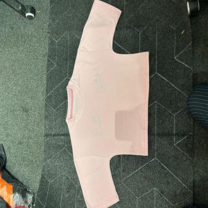 Women's <b>Pink</b> <b>Crop</b> TopRhinestone Work With High Quality Stitched Loose Cotton <b>Tops</b> - Product Image 4