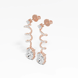 Pendientes de Diamantes Ovalados en Oro Amarillo de Lujo ZAWO con Diseño en Espiral, Diamantes Mossinate Certificados por GIA, Joyería de Boda para Mujer - Product Image 1