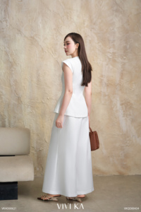 Chaleco Elegante Blanco Asimétrico para Mujer, con Mangas Cortas, Estilo Oficina, Moderno, Casual de Negocios, Marca YONA - Product Image 4