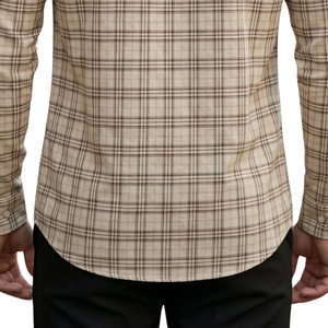 Beige Brown Plaid <b>Men</b> <b>Flannel</b> <b>Shirt</b> Long Sleeve Button Down Checkered Casual <b>Shirt</b> Soft Brushed Fabric Outdoor Streetwear - Product Image 6